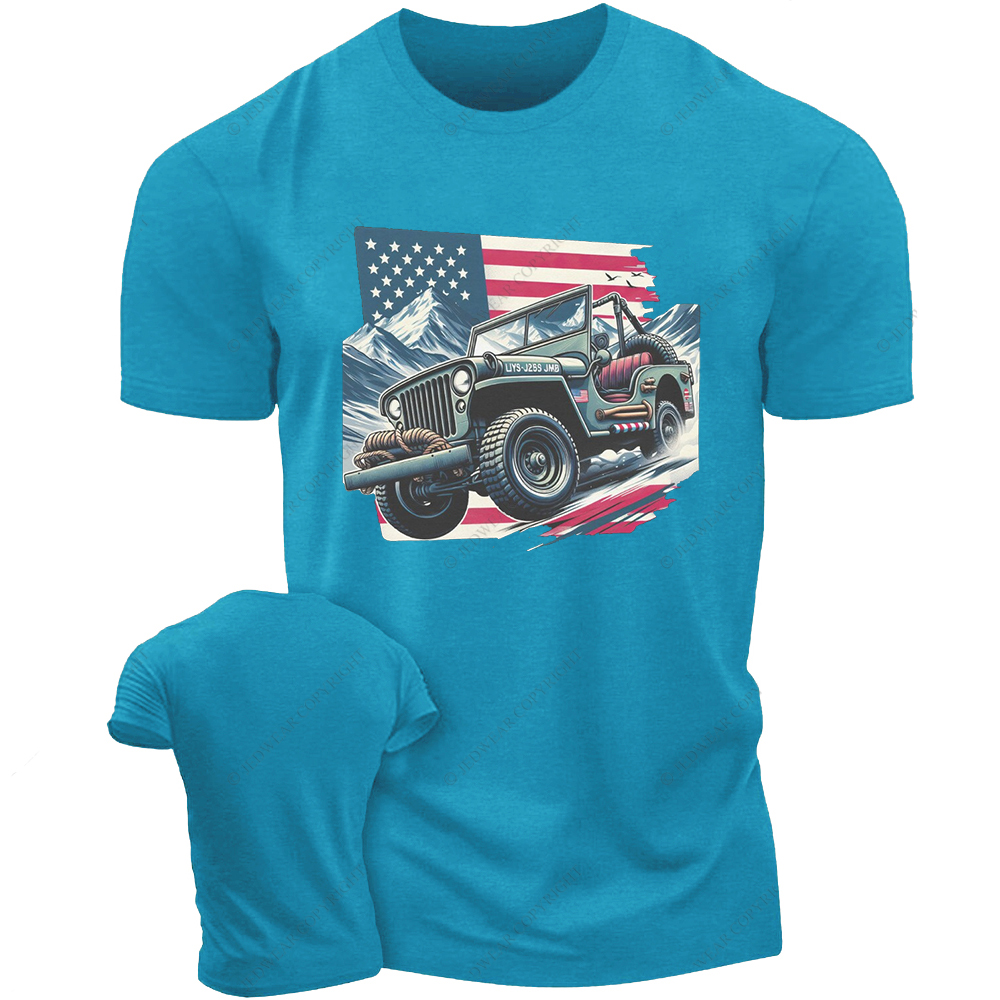 Willy's MB American Flag Classic Military Vehicle Jp T-Shirt