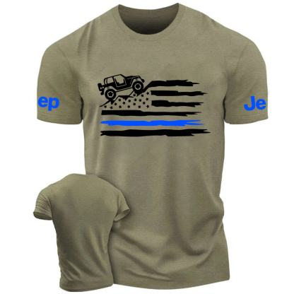 Off-Road Mountain Distressed American Flag Jp T-Shirt