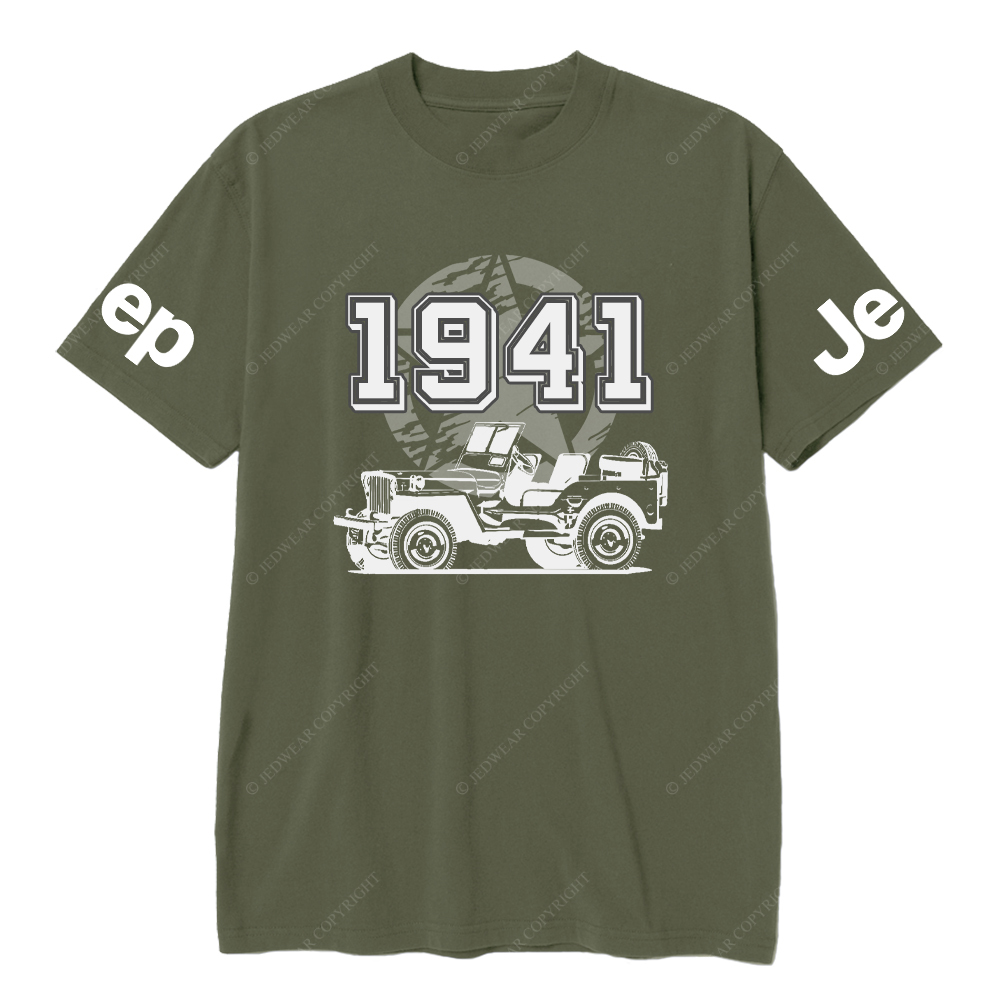 Vintage Military Star Since 1941 Hand Painted 4x4 JP T-Shirt