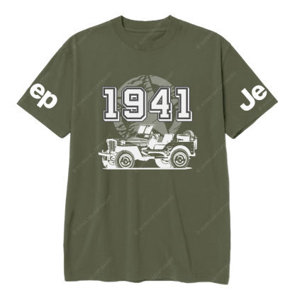 Vintage Military Star Since 1941 Hand Painted 4x4 JP T-Shirt