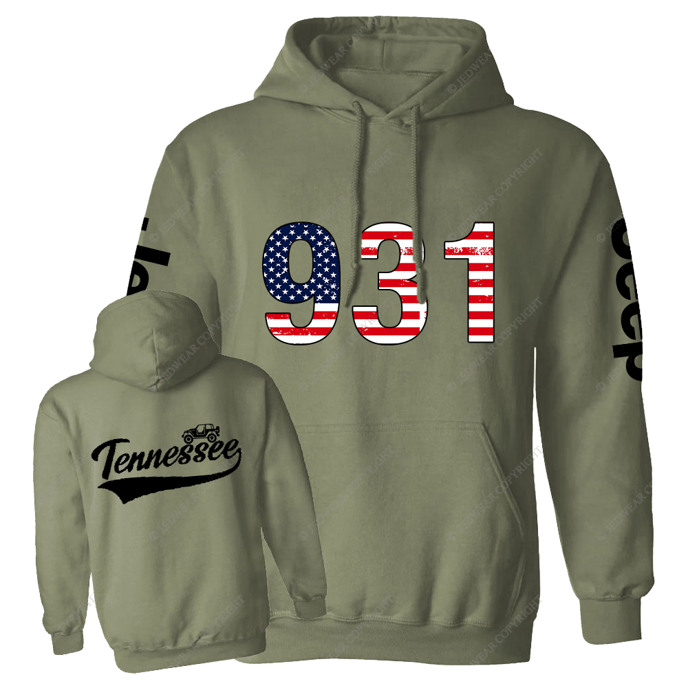 Tennessee Area Codes 931 American Flag  Jp Oversized Hoodie