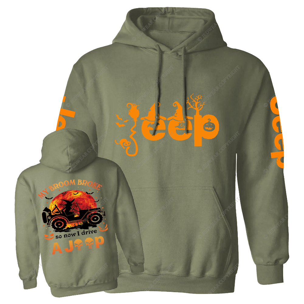 Halloween My Broom Broke So Now I Drive A Car Front And Rear Design Jp Casual Hoodie
