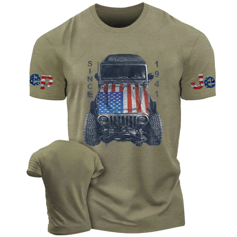 Looking Down At The Car American Flag Jp T-Shirt