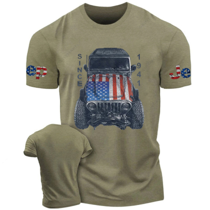 Looking Down At The Car American Flag Jp T-Shirt