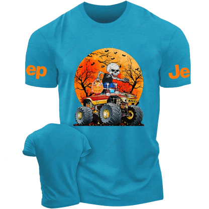 Skeleton Monster Truck Kid Boy Moon Candy Halloween Jp T-Shirt