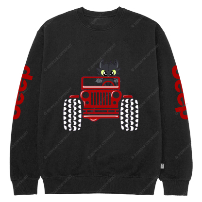 Halloween A Little Bat Is Driving A Car Jp Crew Neck Sweatshirt