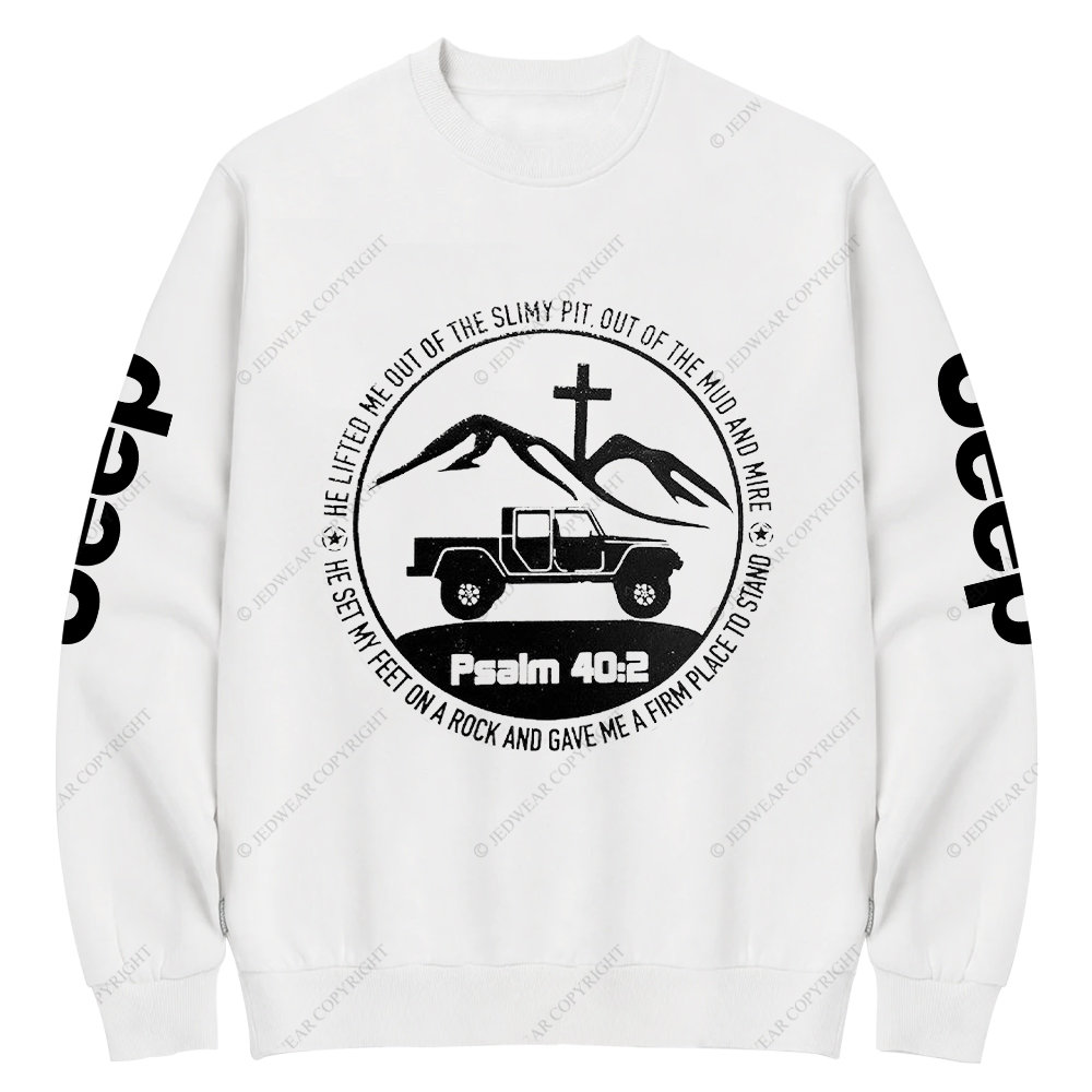 Religion The Lifted Me Out Of The Slimy Pit Psalm 40:2 Jp Crew Neck Sweatshirt
