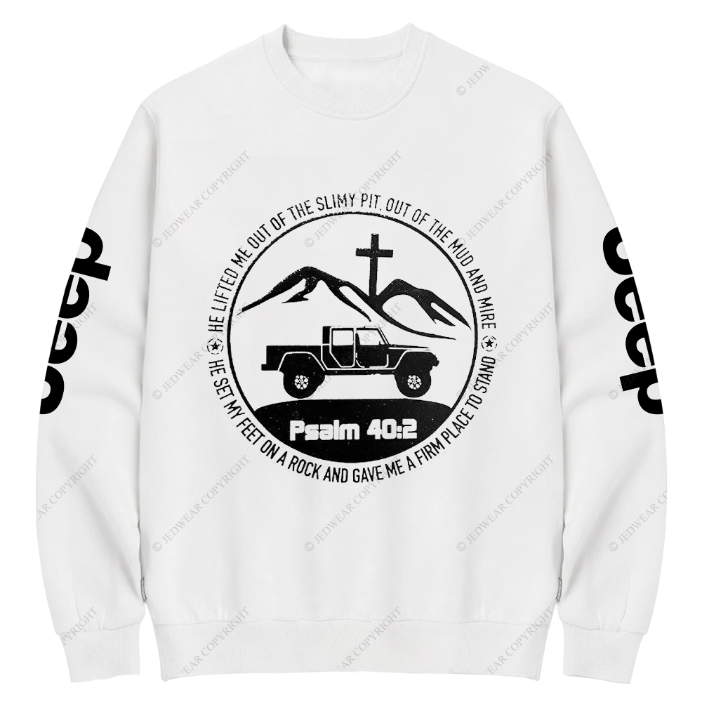 Religion The Lifted Me Out Of The Slimy Pit Psalm 40:2 Jp Crew Neck Sweatshirt