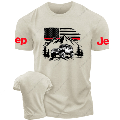 Firefighter Red Line American Flag Mountains Silhouette Jp T-Shirt