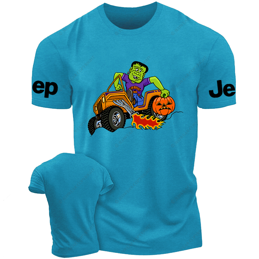 Funny Frankenstein Driving An Orange Car Jp T-Shirt