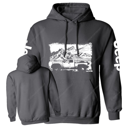 Truck In Mountain Landscape Jp Casual Hoodie