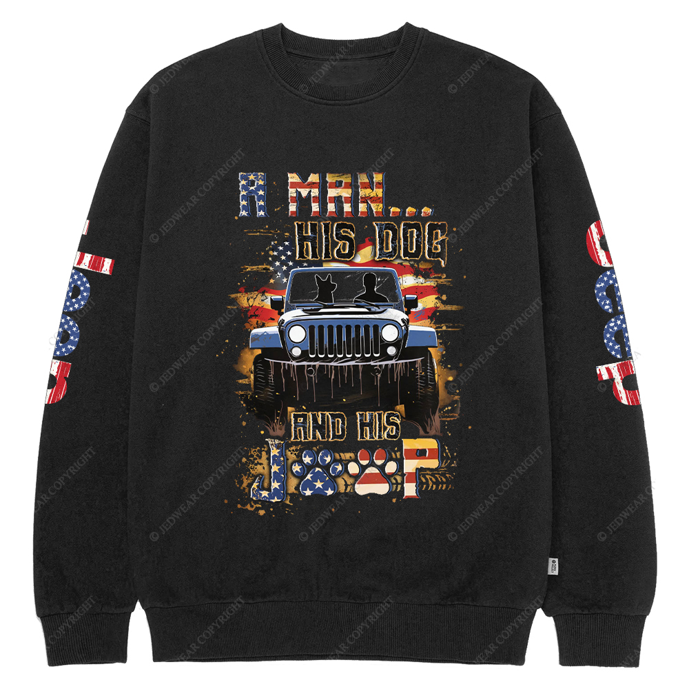 A Man His Dog And His Car Jp Crew Neck Sweatshirt