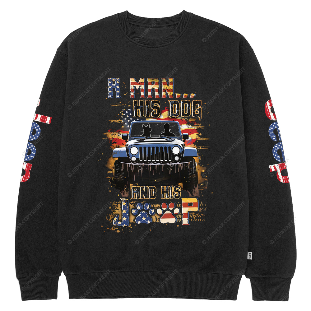 A Man His Dog And His Car Jp Crew Neck Sweatshirt