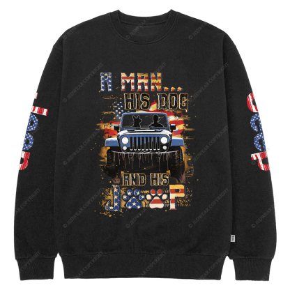 A Man His Dog And His Car Jp Crew Neck Sweatshirt