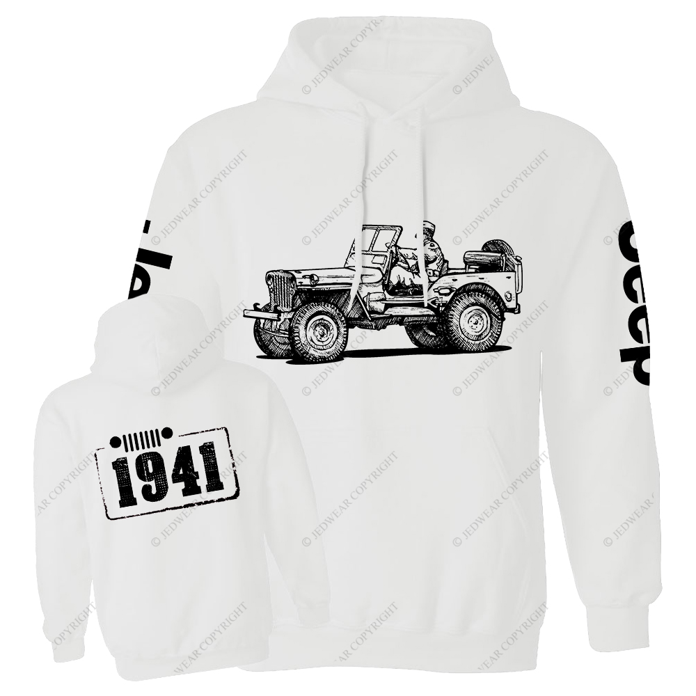 Black And White Sketch Front And Rear Design Since 1941 Jp Casual Hoodie