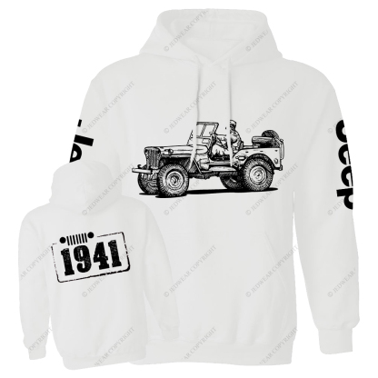 Black And White Sketch Front And Rear Design Since 1941 Jp Casual Hoodie