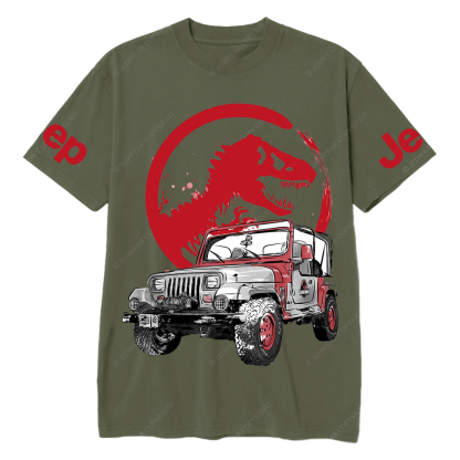 Dinosaur On The Back Of An Off-Road Vehicle Jp T-Shirt