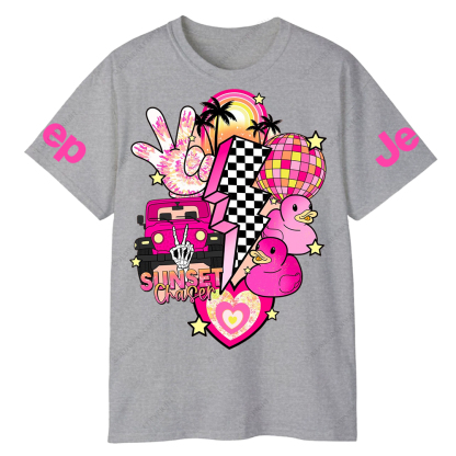 Pink off-Roading Vehicle Sunset Chaser Rubber Duck Jp T-Shirt