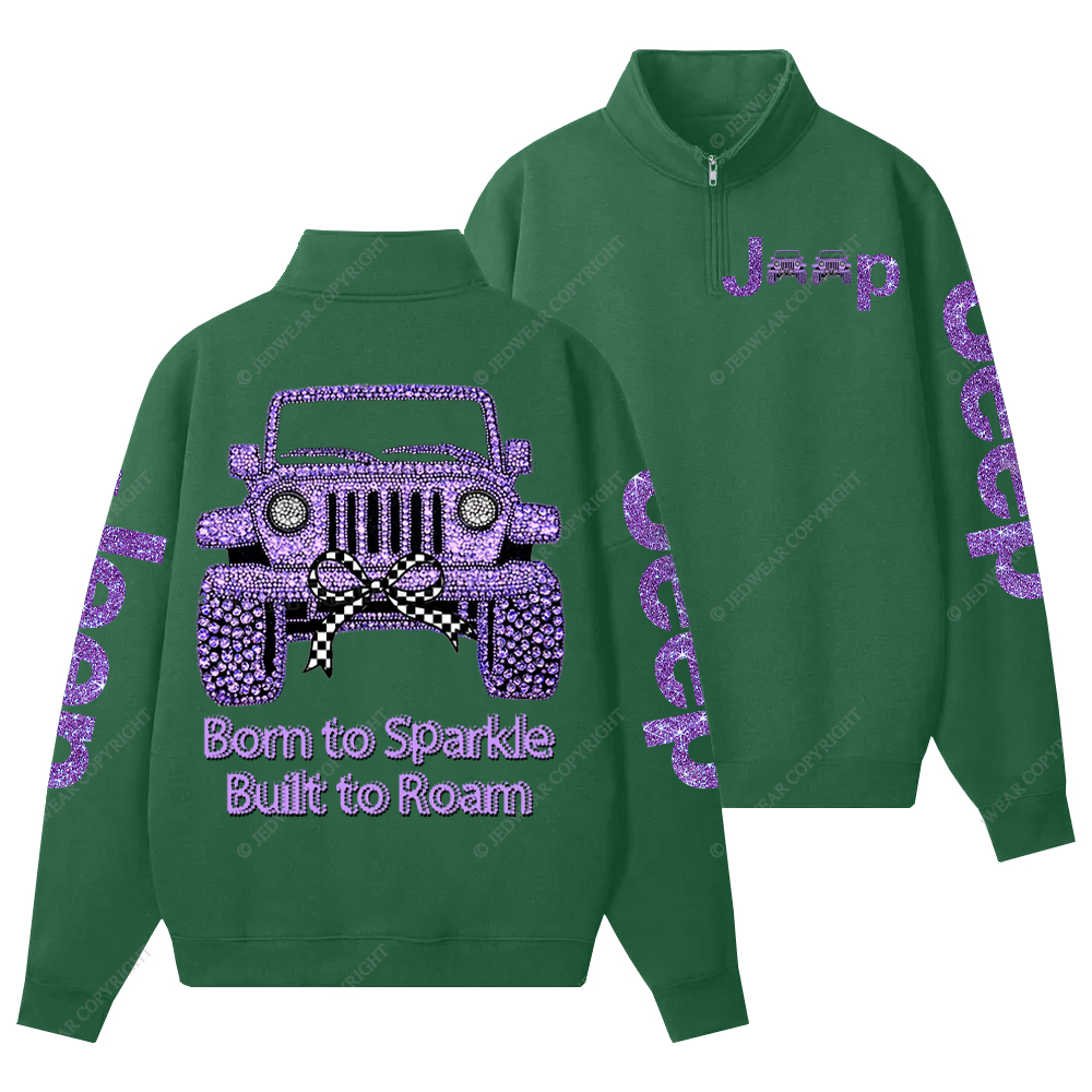 Girl Purple Car Bling Bling Jp Half-Zip Jacket Sweatshirt