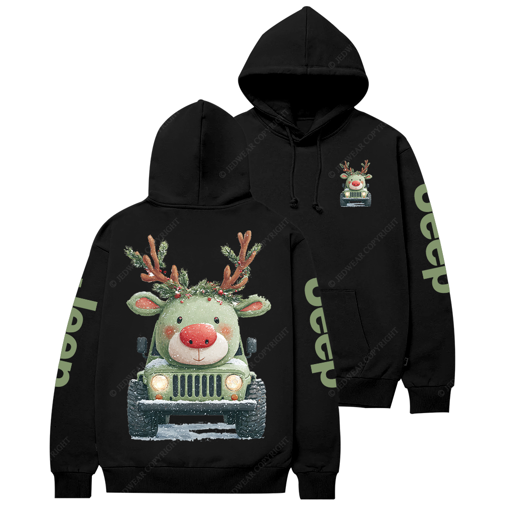 Cute Off-road Vehicle Transformed Into A Christmas Reindeer Jp Casual Hoodie