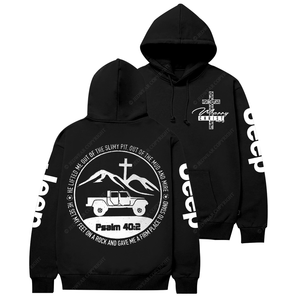 Merry Christmas Religion The Lifted Me Out Of The Slimy Pit Psalm 40:2 Jp Casual Hoodie