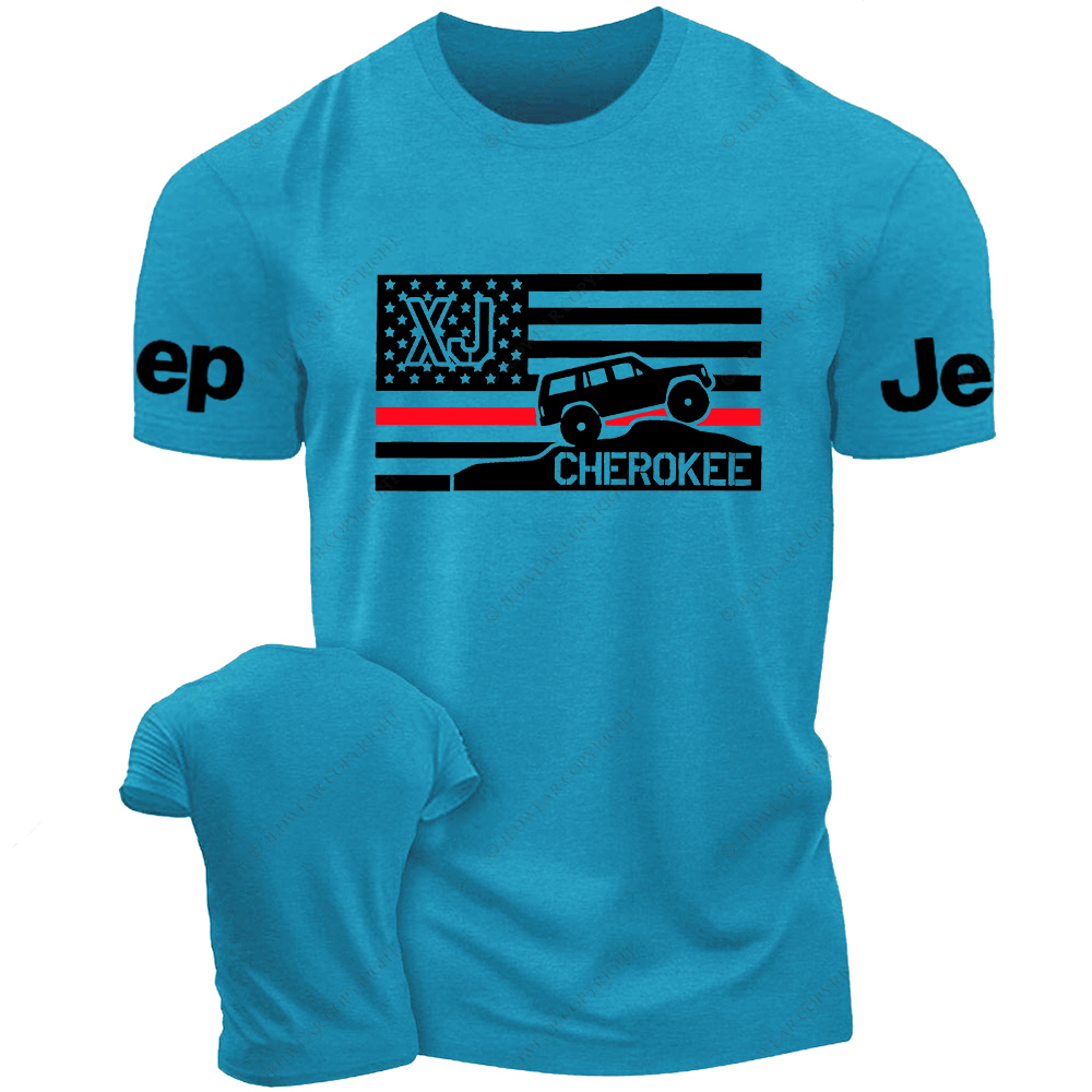 Cherokee XJ Firefighter Red Line American Flag Silhouette Jp T-Shirt