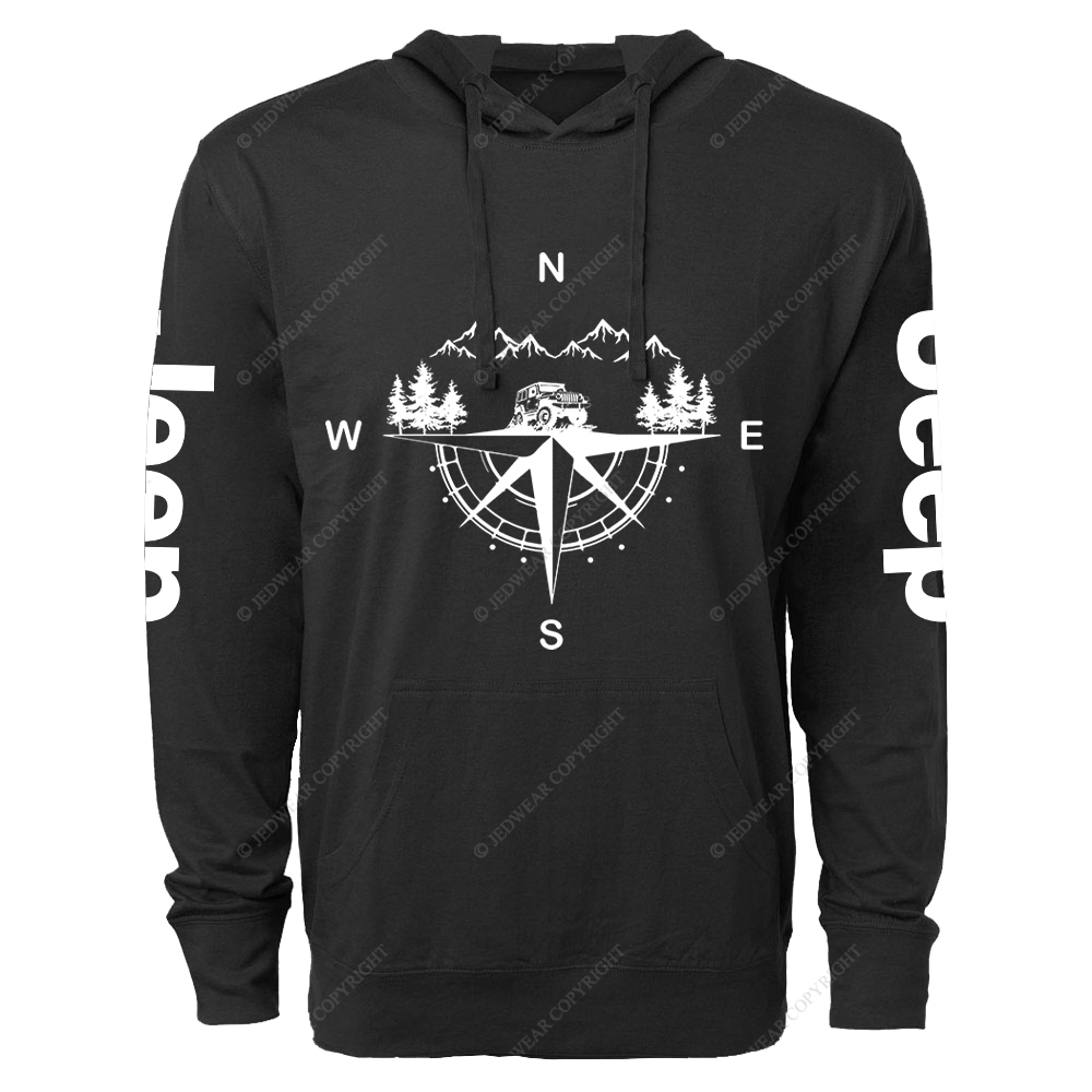 Compass Mountains And Trees Jp Lightweight Hoodie