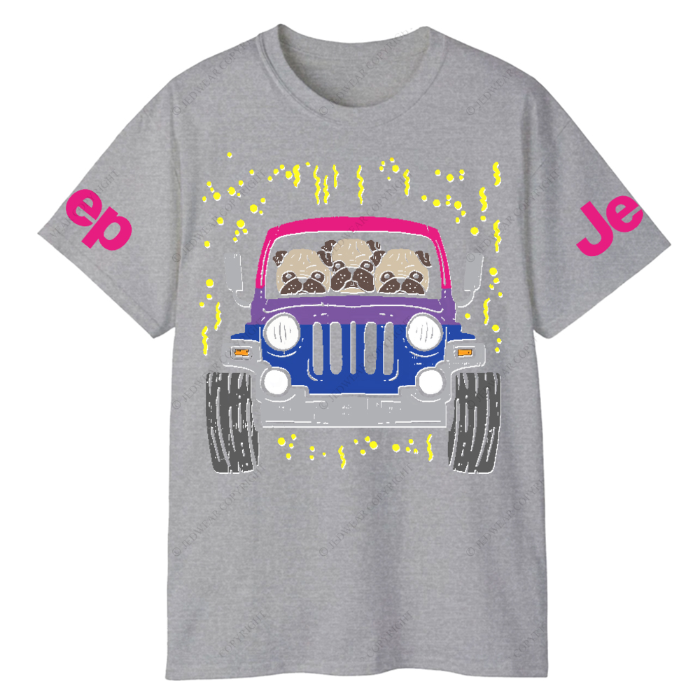Three Shar Pei Dogs Driving A Car Jp T-Shirt 