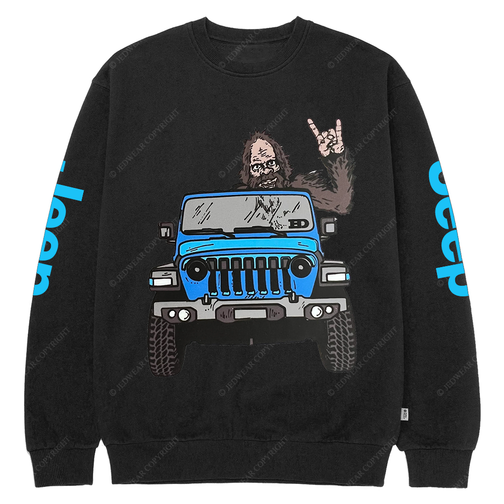 Sasquatch Driving A Car Jp Crew Neck Sweatshirt