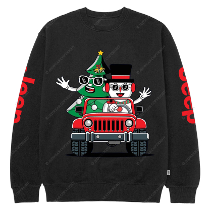 Santa And Reindeer Driving Christmas Jp Casual Hoodie