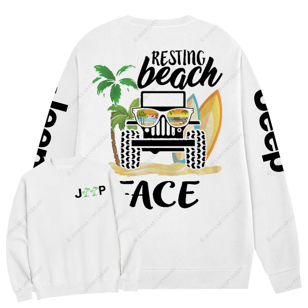 Resting Beach Face Surf Jp Crew Neck Sweatshirt