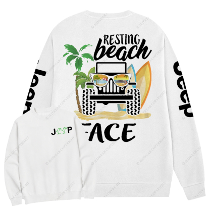 Resting Beach Face Surf Jp Crew Neck Sweatshirt