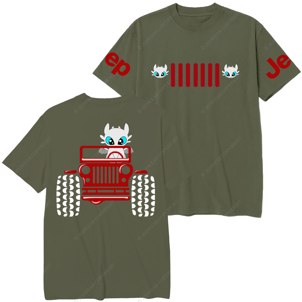 A Little Bat Is Driving A Car Front And Back Design Jp T-Shirt 