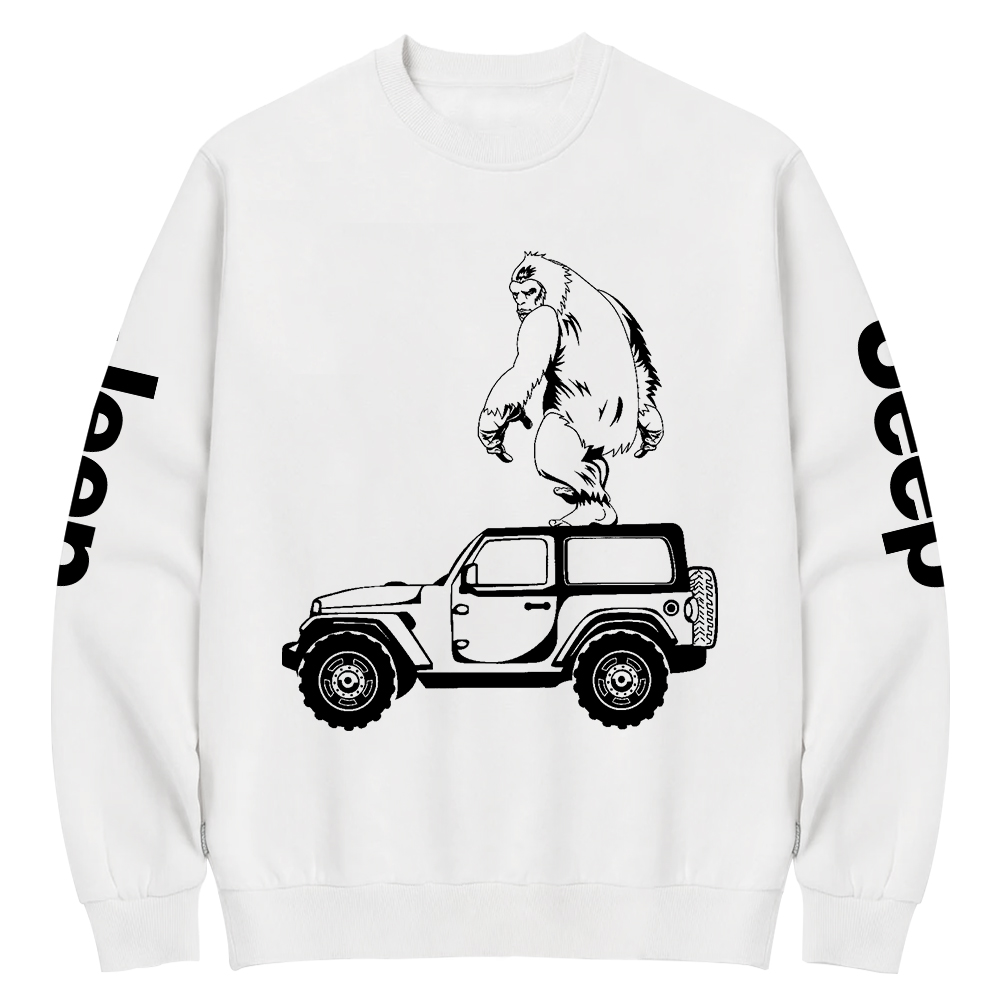 Bigfoot Chasing Car Jp Crew Neck Sweatshirt