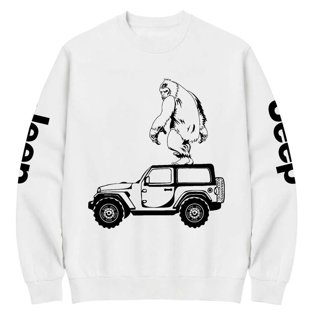 Bigfoot Chasing Car Jp Crew Neck Sweatshirt