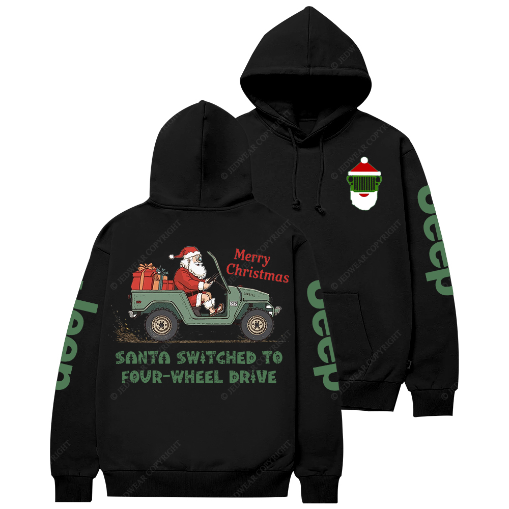 Merry Christmas Santa Santa Switched To Four-Wheel Drive Jp Casual Hoodie