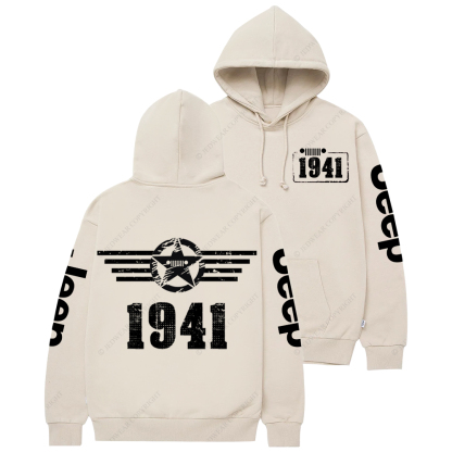 Since 1941 Military Star Rectangle Time Jp Casual Hoodie