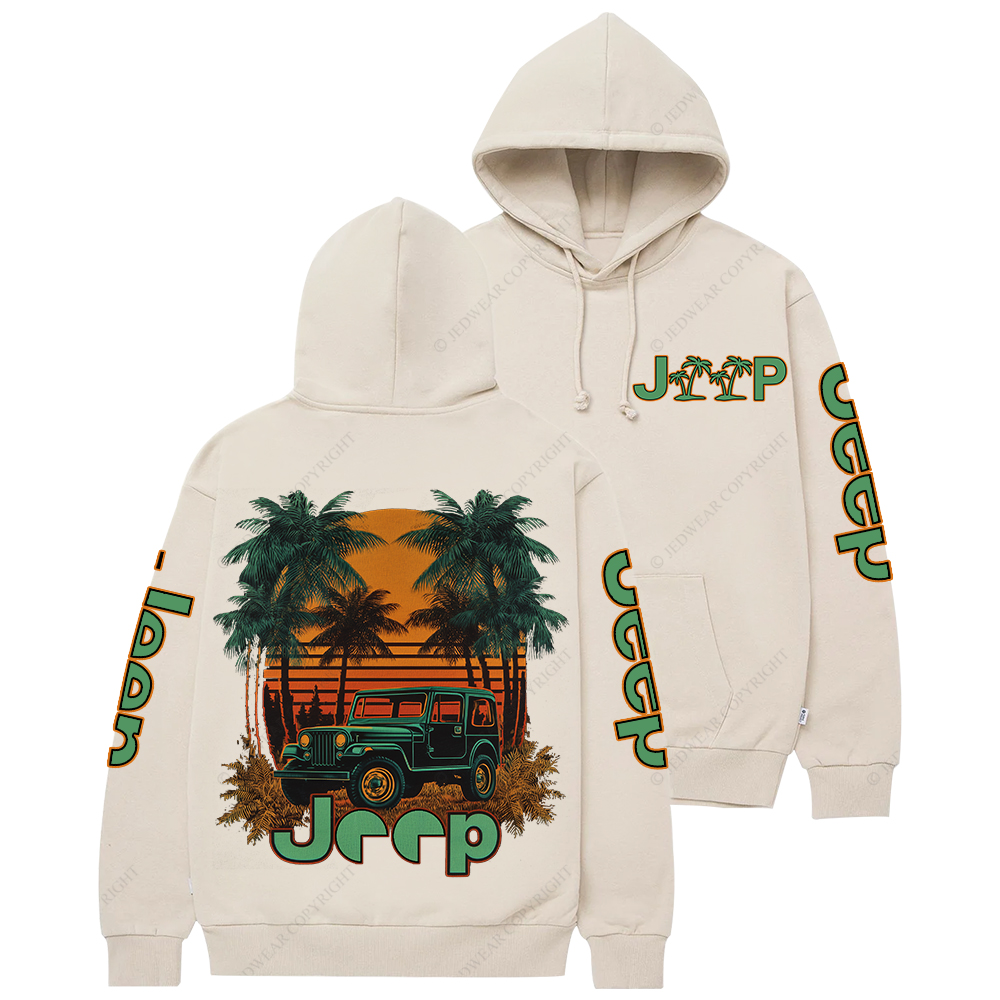 Palm Tree Off-Road Beach Sunset Jp Casual Hoodie