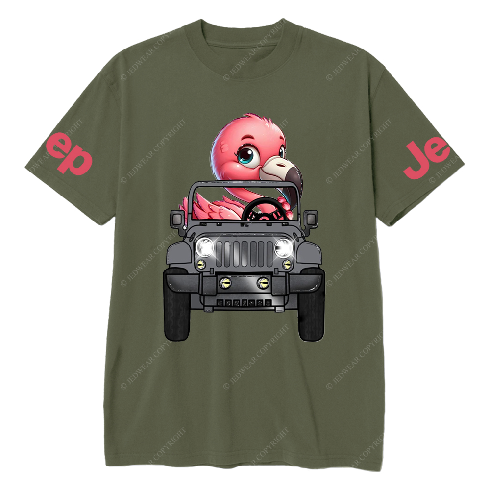 Flamingo Driving Car vJp T-Shirt