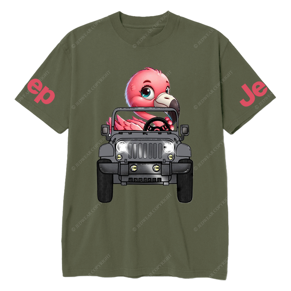 Flamingo Driving Car vJp T-Shirt