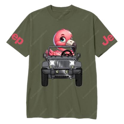 Flamingo Driving Car vJp T-Shirt