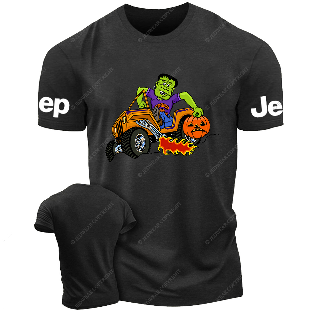 Funny Frankenstein Driving An Orange Car Jp T-Shirt