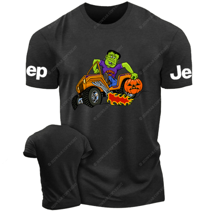 Funny Frankenstein Driving An Orange Car Jp T-Shirt
