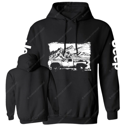 Truck In Mountain Landscape Jp Casual Hoodie