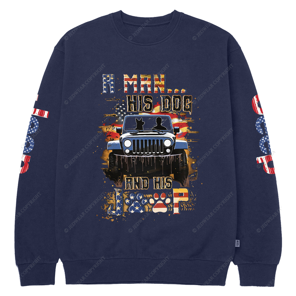 A Man His Dog And His Car Jp Crew Neck Sweatshirt