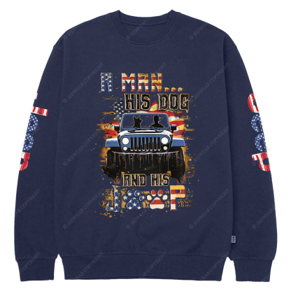 A Man His Dog And His Car Jp Crew Neck Sweatshirt