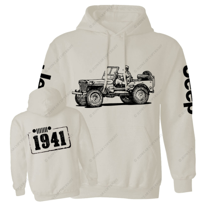 Black And White Sketch Front And Rear Design Since 1941 Jp Casual Hoodie