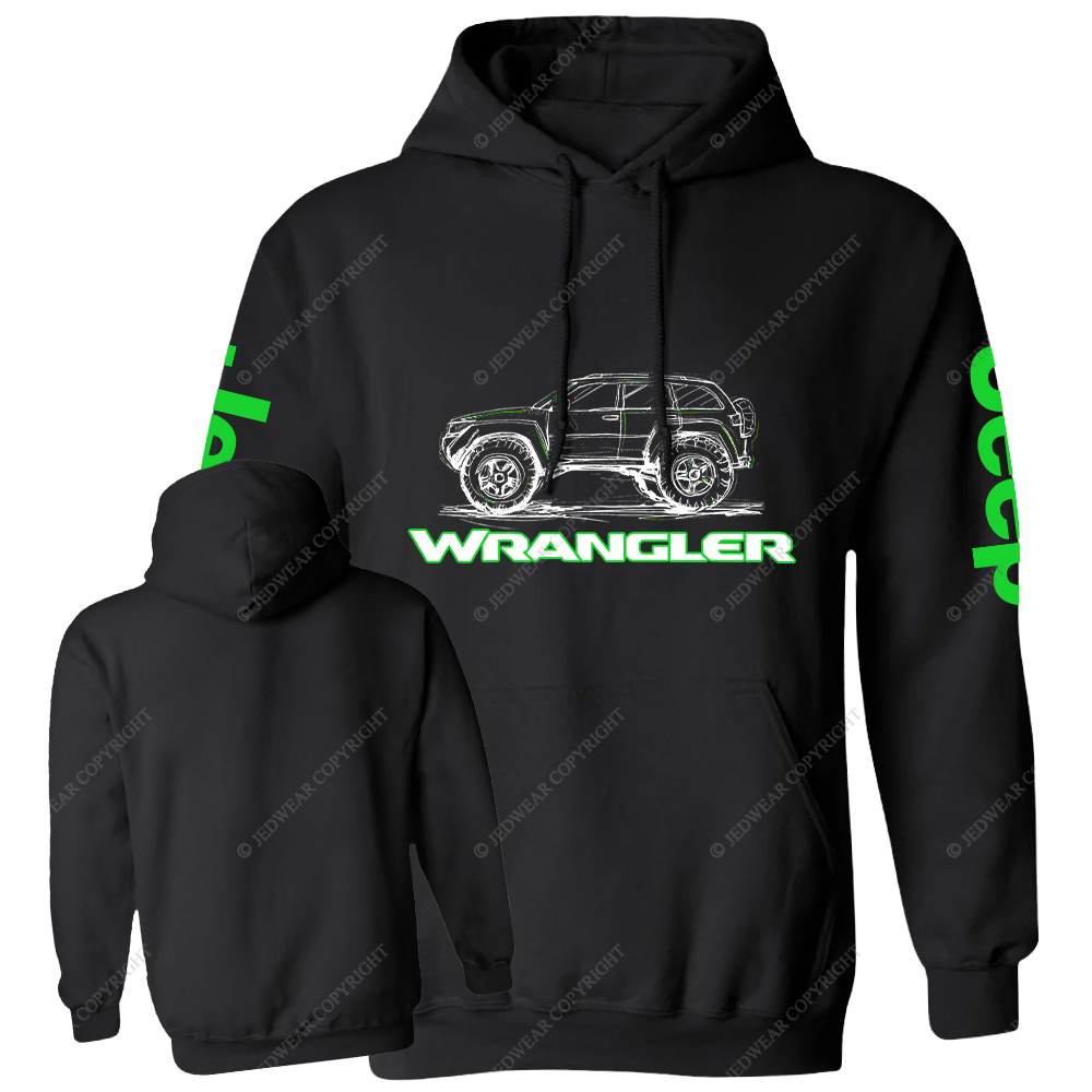 Green Hand-Painted Off-Road Car Country Jp Casual Hoodie