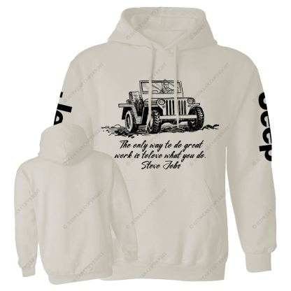 Veterans Off-Road Military Vehicle Black And White Drawing Jp Casual Hoodie