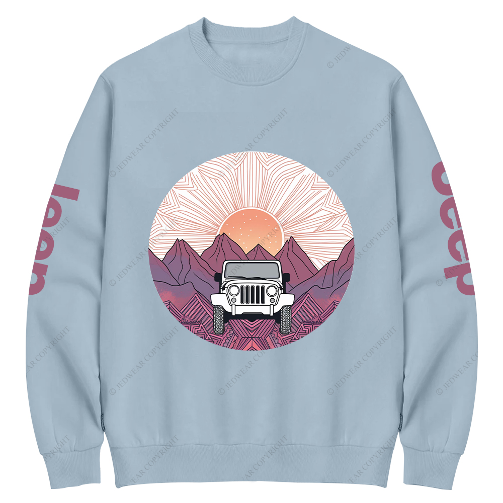 A Car Driving Through A Mountain Jp Crew Neck Sweatshirt